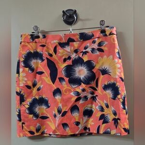 J. Crew Coral and Navy Floral Mini Skirt